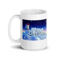 Holiday Snowman Wishing Merry Christmas White Glossy Mug