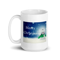 Merry Christmas with Snowman White Glossy Mug
