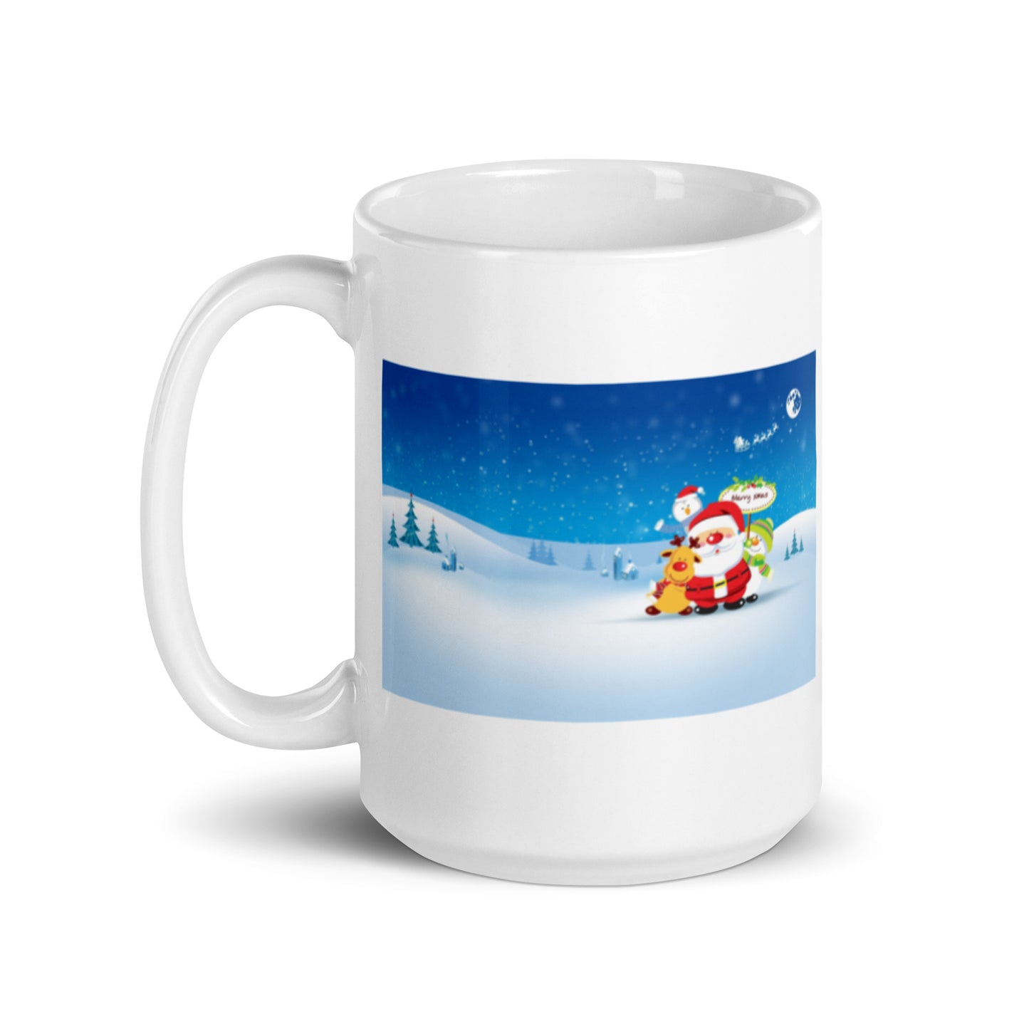 Holiday Santa with Winter Scene White Glossy Mug Great Gift for the Holidays