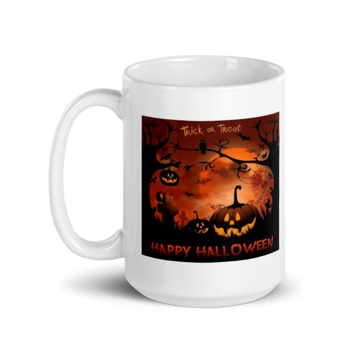 Happy Halloween with Pumpkins White Glossy Mug