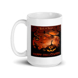 Happy Halloween with Pumpkins White Glossy Mug
