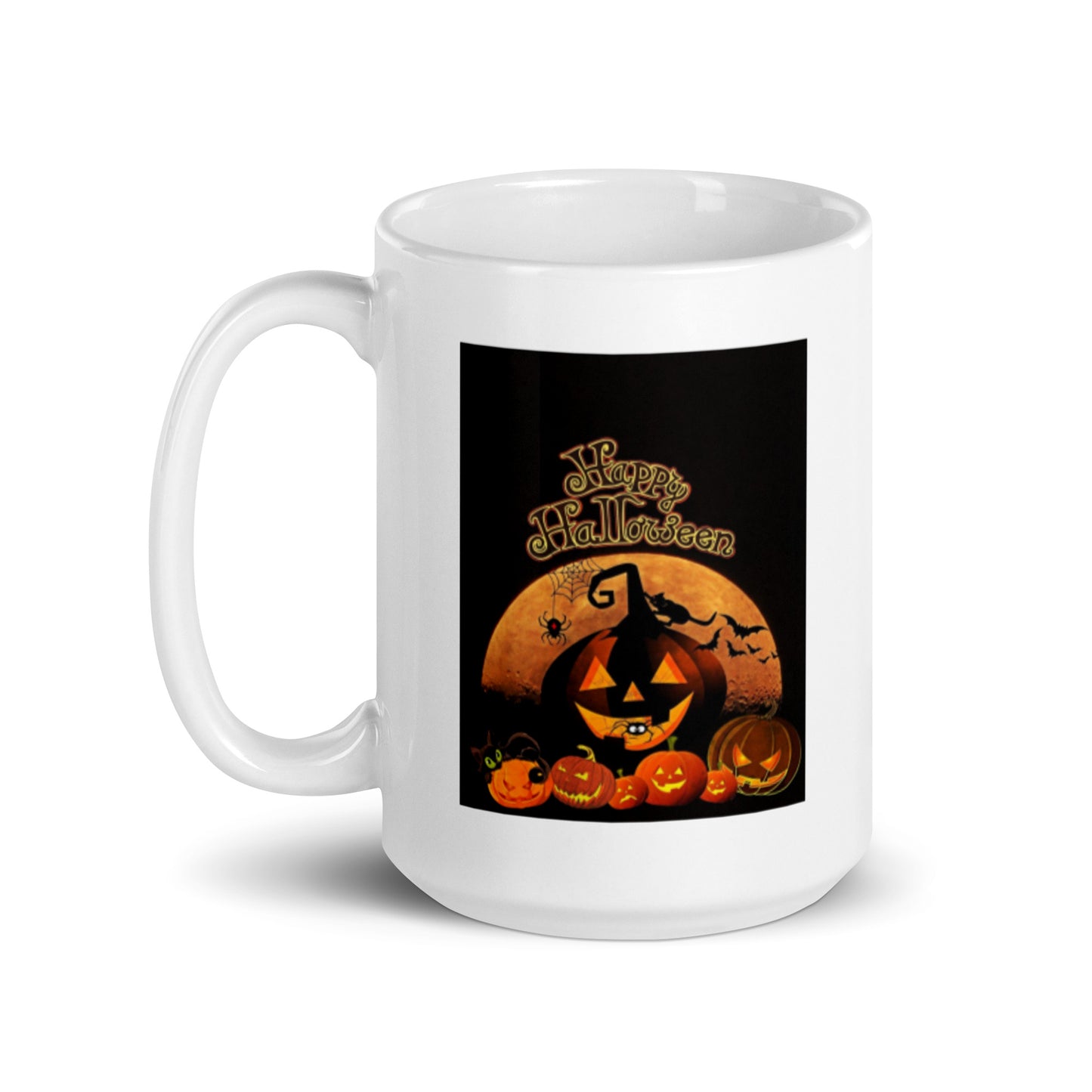 Happy Halloween with Jack-o'-Lantern White Glossy Mug