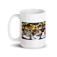 Three Kittens Wishing You A Very Merry Christmas White Glossy Mug