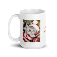 Holiday Kitten Merry Christmas White Glossy Mug