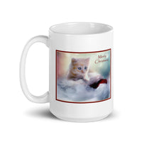 Merry Christmas Kitten Designer White Glossy Mug