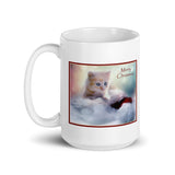 Merry Christmas Kitten Designer White Glossy Mug