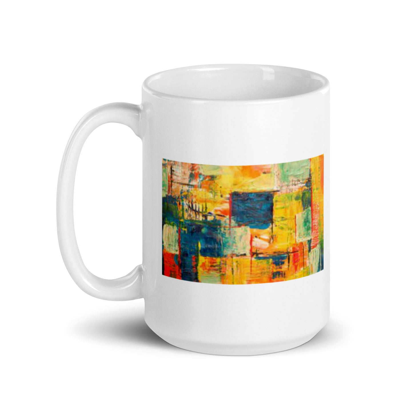 Abstract Art Design White Glossy Mug