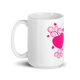 Happy Valentine Day White Glossy Mug with Hearts
