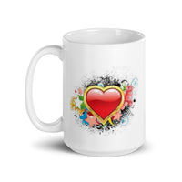 Happy Valentine Day White Glossy Mug with Big Heart