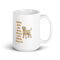 Morning Coffee with My Yellow Lab White Glossy Mug