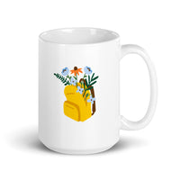Flower Design White Glossy Mug