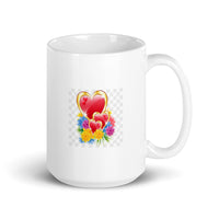 Three Hearts with Flowers White Glossy Mug