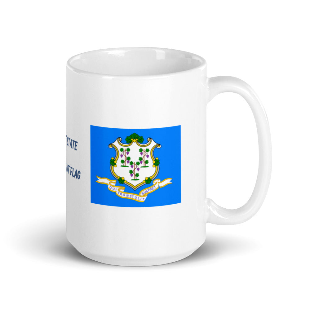 The Great State of Connecticut Flag White Glossy Mug