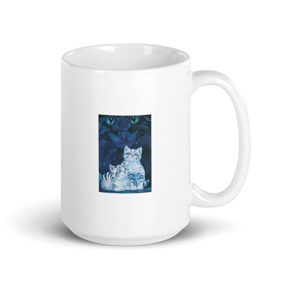 Wishing Cats Design White Glossy Mug