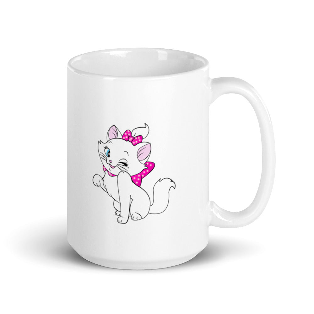 Happy Cartoon KItten Design White Glossy Mug