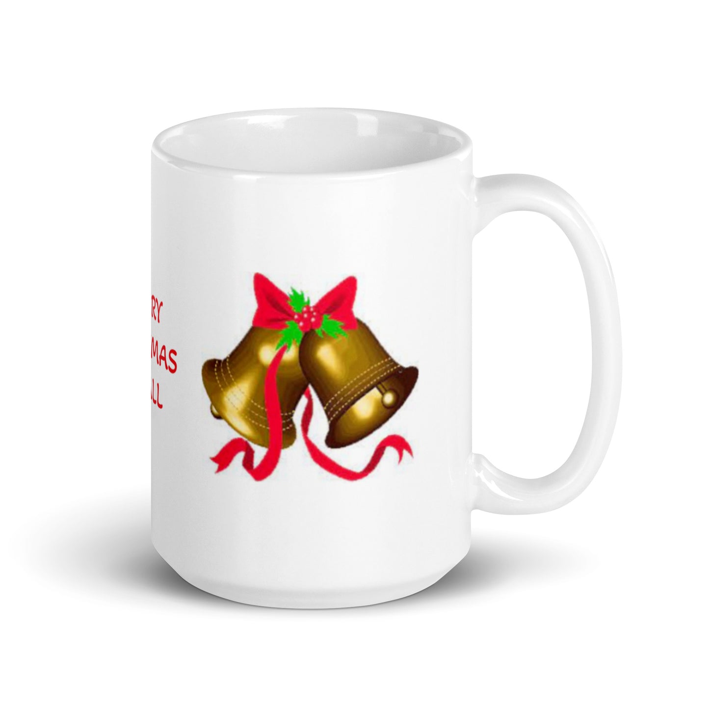 Merry Christmas with Siver Bells White Glossy Mug