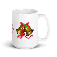 Merry Christmas with Siver Bells White Glossy Mug