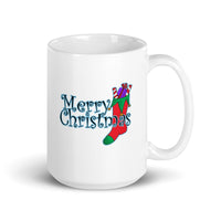 Merry Christmas with Stocking White Glossy Mug