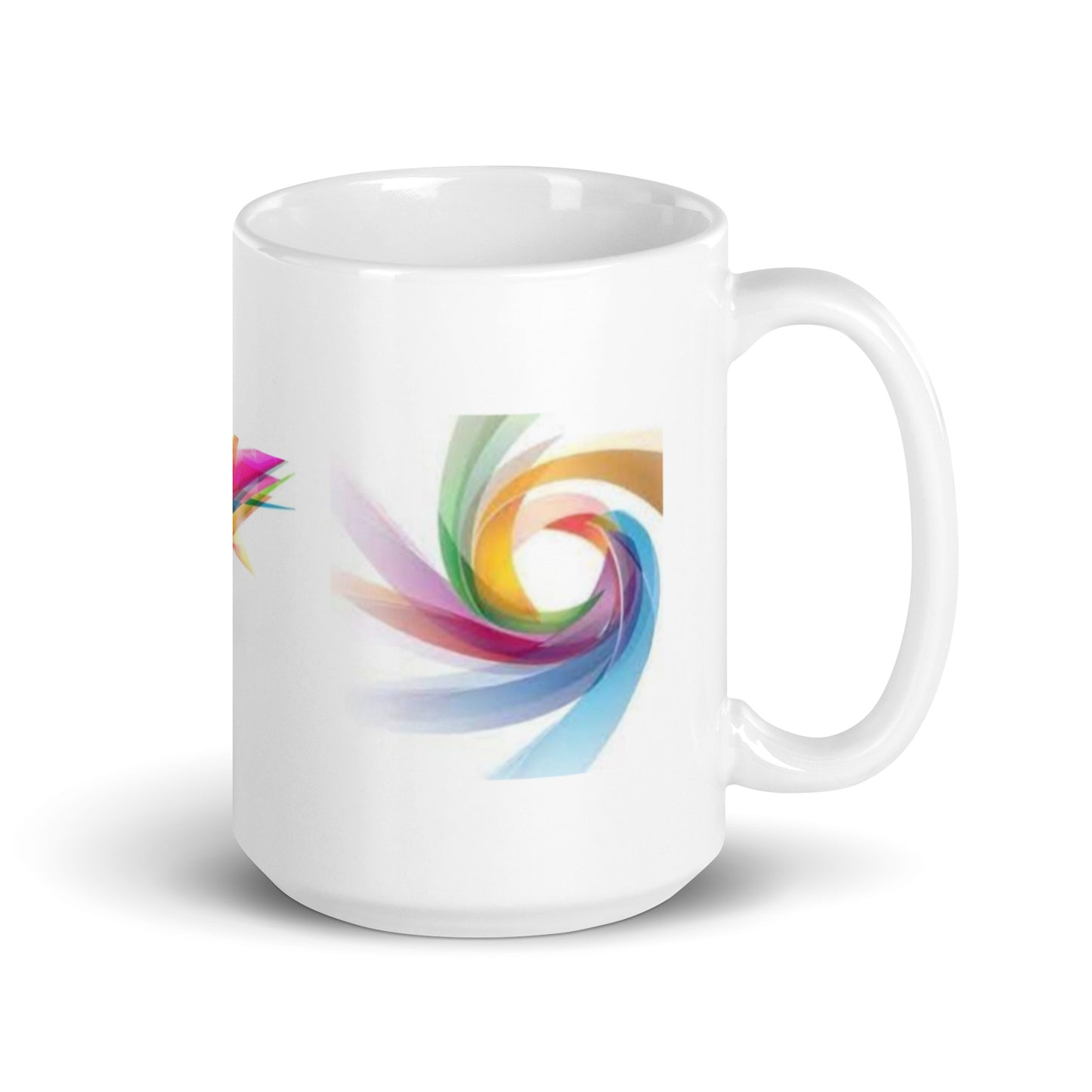 Three Design Abstract Art White Glossy Mug