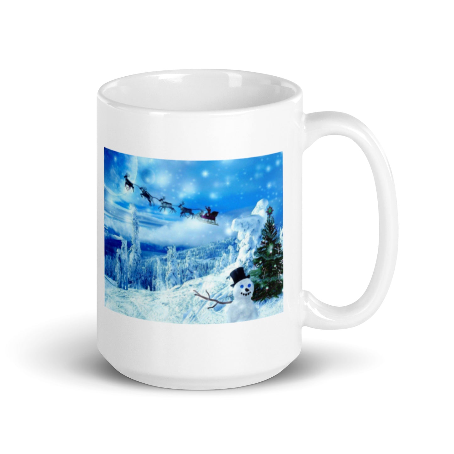 Winter Holiday Christmas Design White Glossy Mug