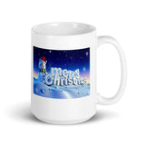 Holiday Snowman Wishing Merry Christmas White Glossy Mug