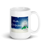 Merry Christmas with Snowman White Glossy Mug