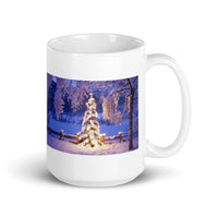 Winter Snow with Trees Holiday White Glossy Mug