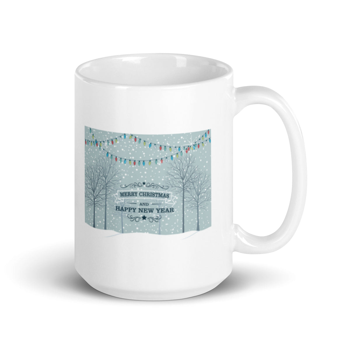 Merry Christmas and Happy New Year White Glossy Mug