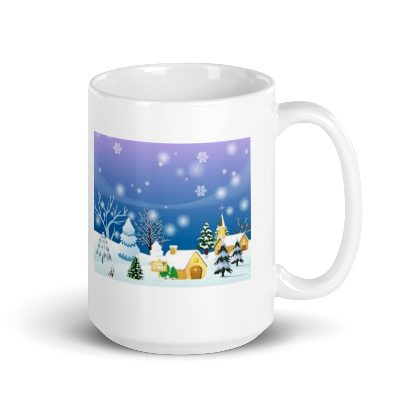 Winter Holiday Scene White Glossy Mug