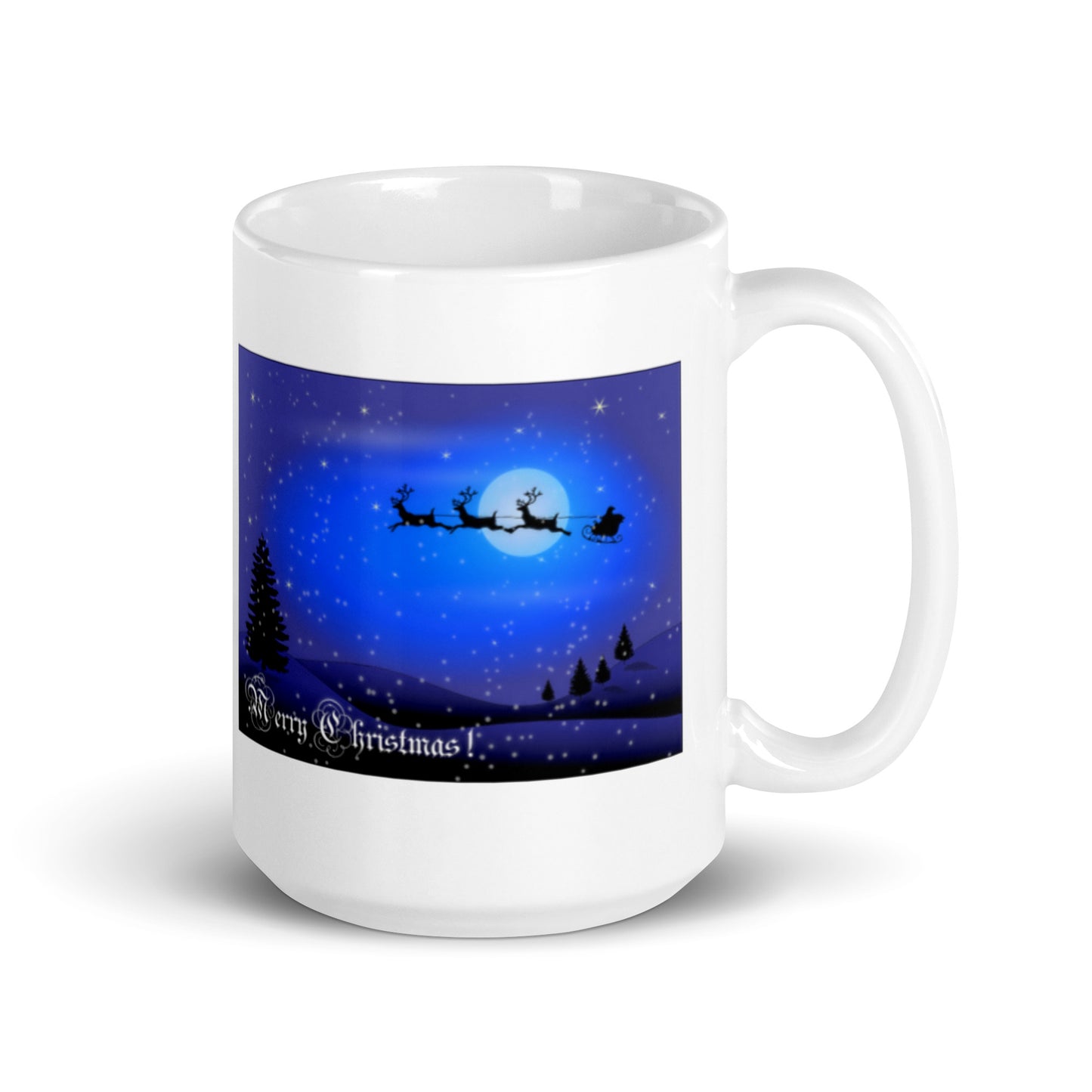 Holiday Merry Christmas White Glossy Mug with Reindeer