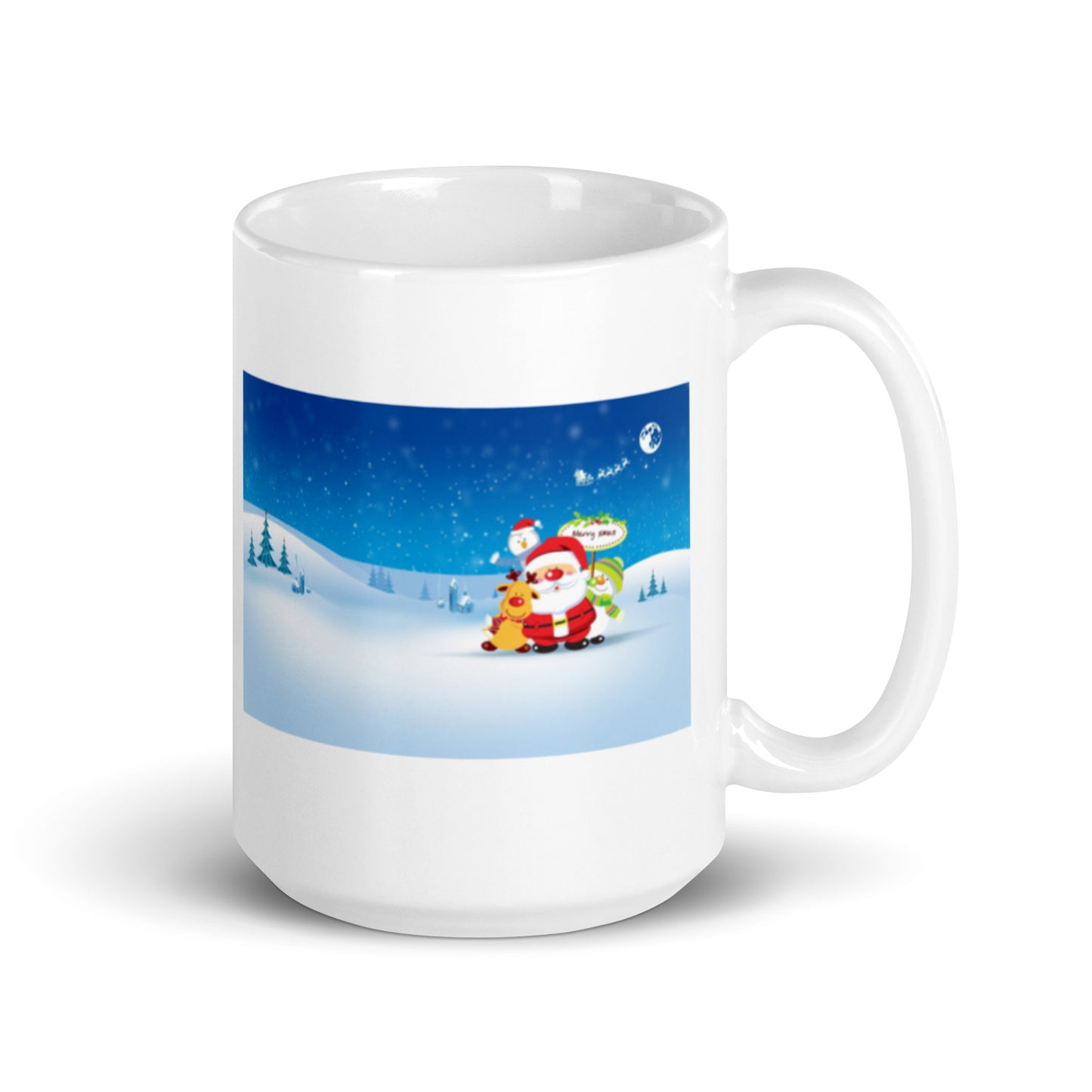 Holiday Santa with Winter Scene White Glossy Mug Great Gift for the Holidays