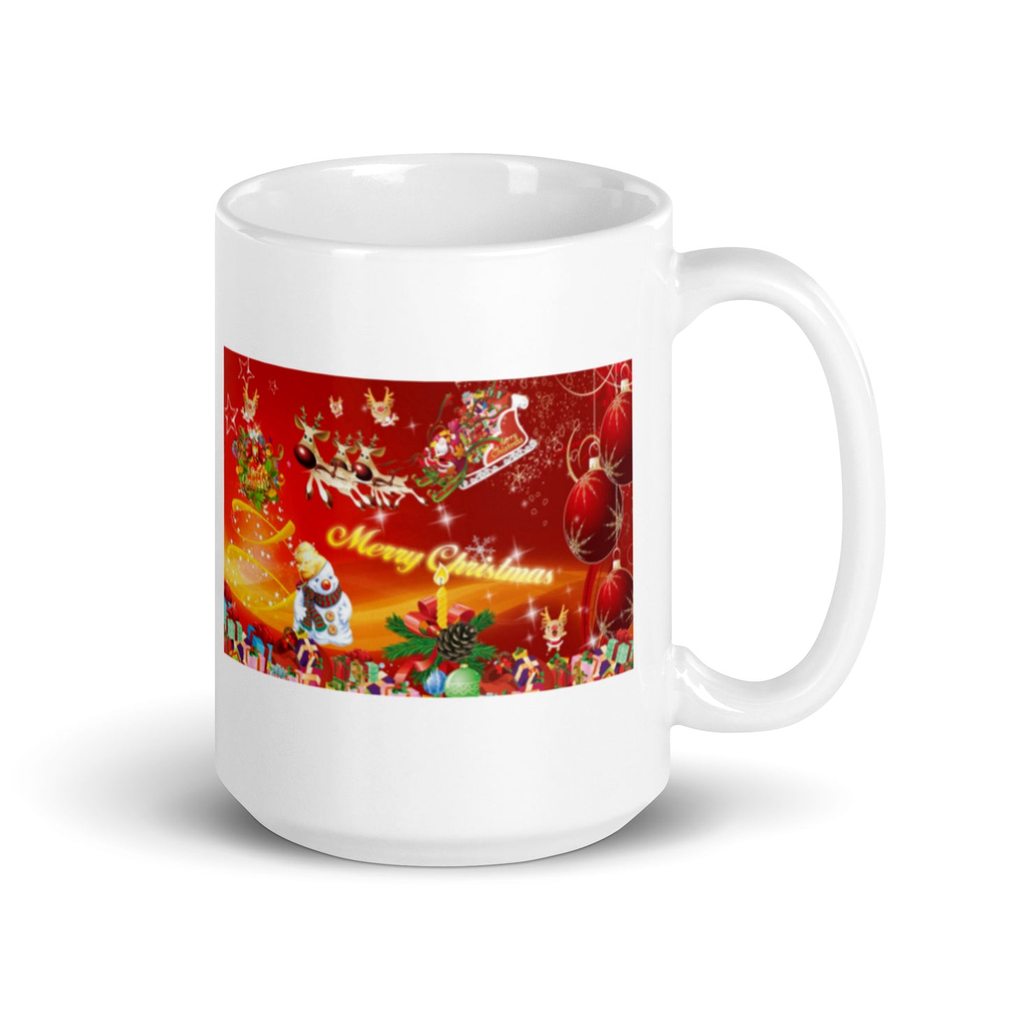 Merry Christmas with Santa White Glossy Mug