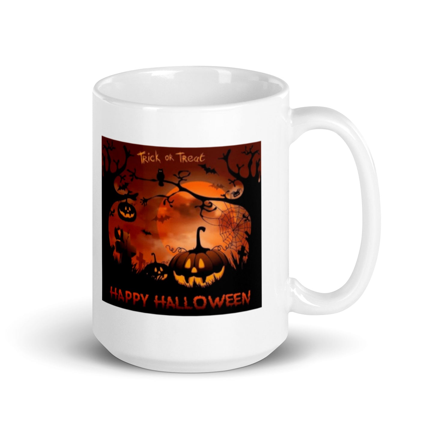 Happy Halloween with Pumpkins White Glossy Mug