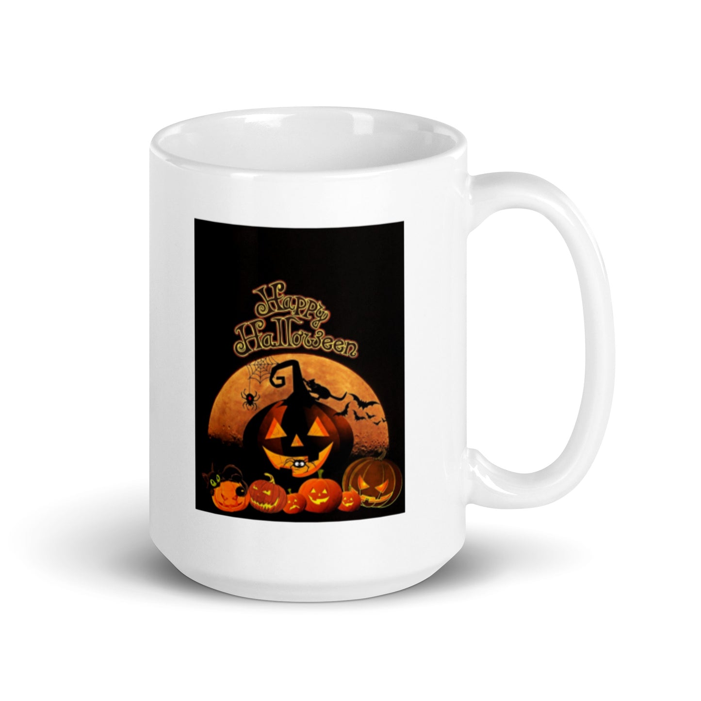 Happy Halloween with Jack-o'-Lantern White Glossy Mug