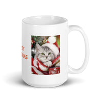 Holiday Kitten Merry Christmas White Glossy Mug