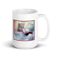 Merry Christmas Kitten Designer White Glossy Mug