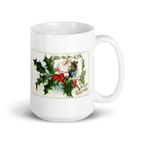 Merry Christmas Kitten Design White Glossy Mug