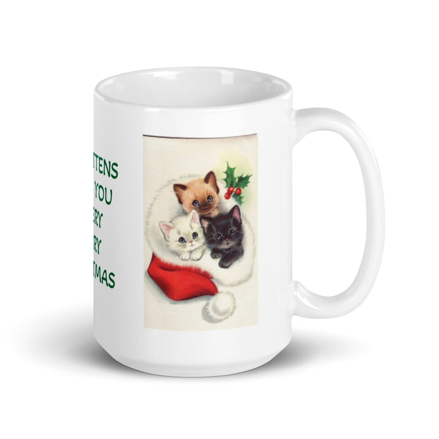 Kittens Wish You A Very Merry Christmas White Glossy Mug