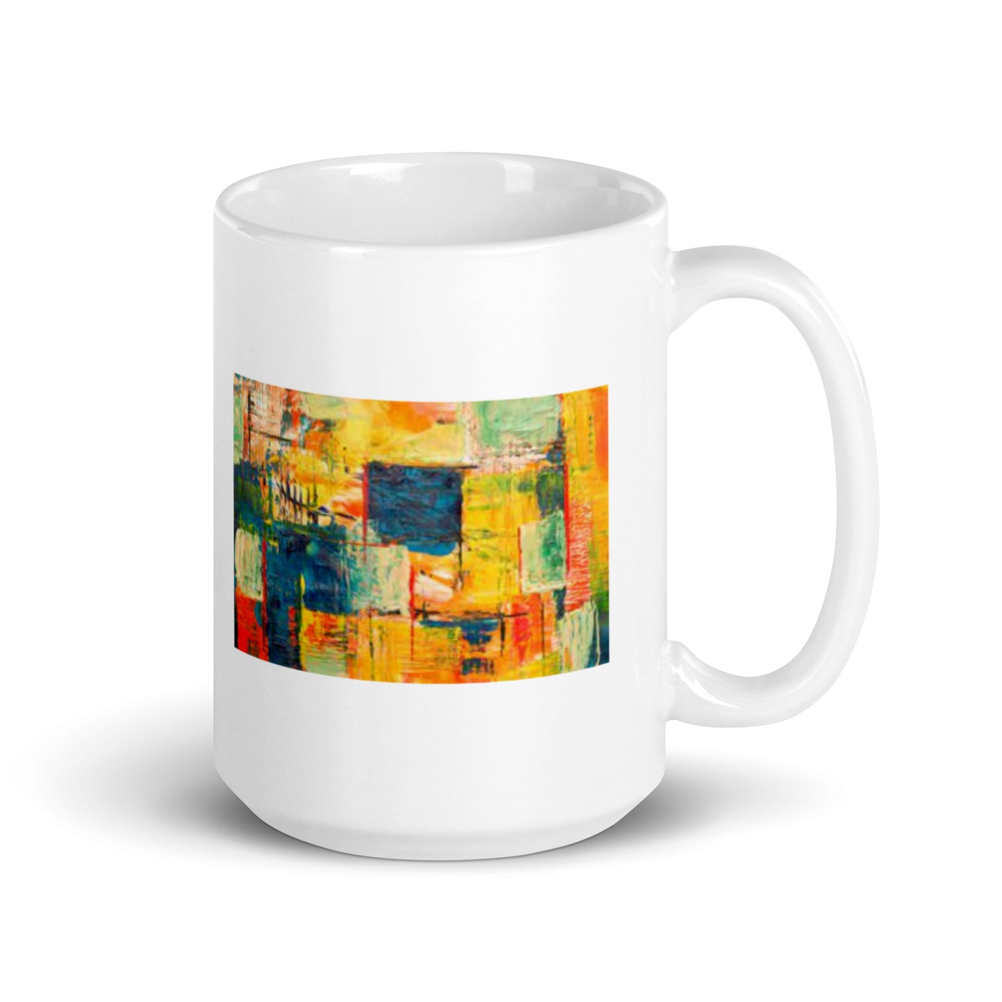 Abstract Art Design White Glossy Mug