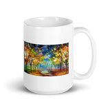 Abstract Art Design Autumn Trees White Glossy Mug