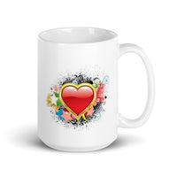 Happy Valentine Day White Glossy Mug with Big Heart