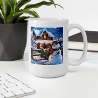 Holiday Merry Christmas with Snowman White Glossy Mug