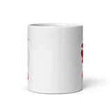 Happy Valentine Day White Glossy Mug with Hearts