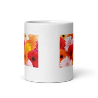 Colorful Flower Design White Glossy Mug