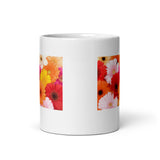 Colorful Flower Design White Glossy Mug