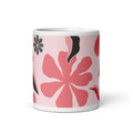 Abstract Flower Design White Glossy Mug