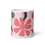 Abstract Flower Design White Glossy Mug