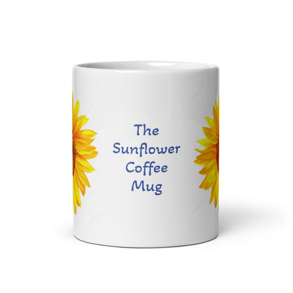 Sunflower Design White Glossy Coffee Mug