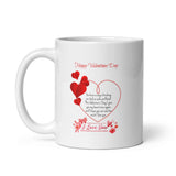 Happy Valentine Day White Glossy Mug with Hearts