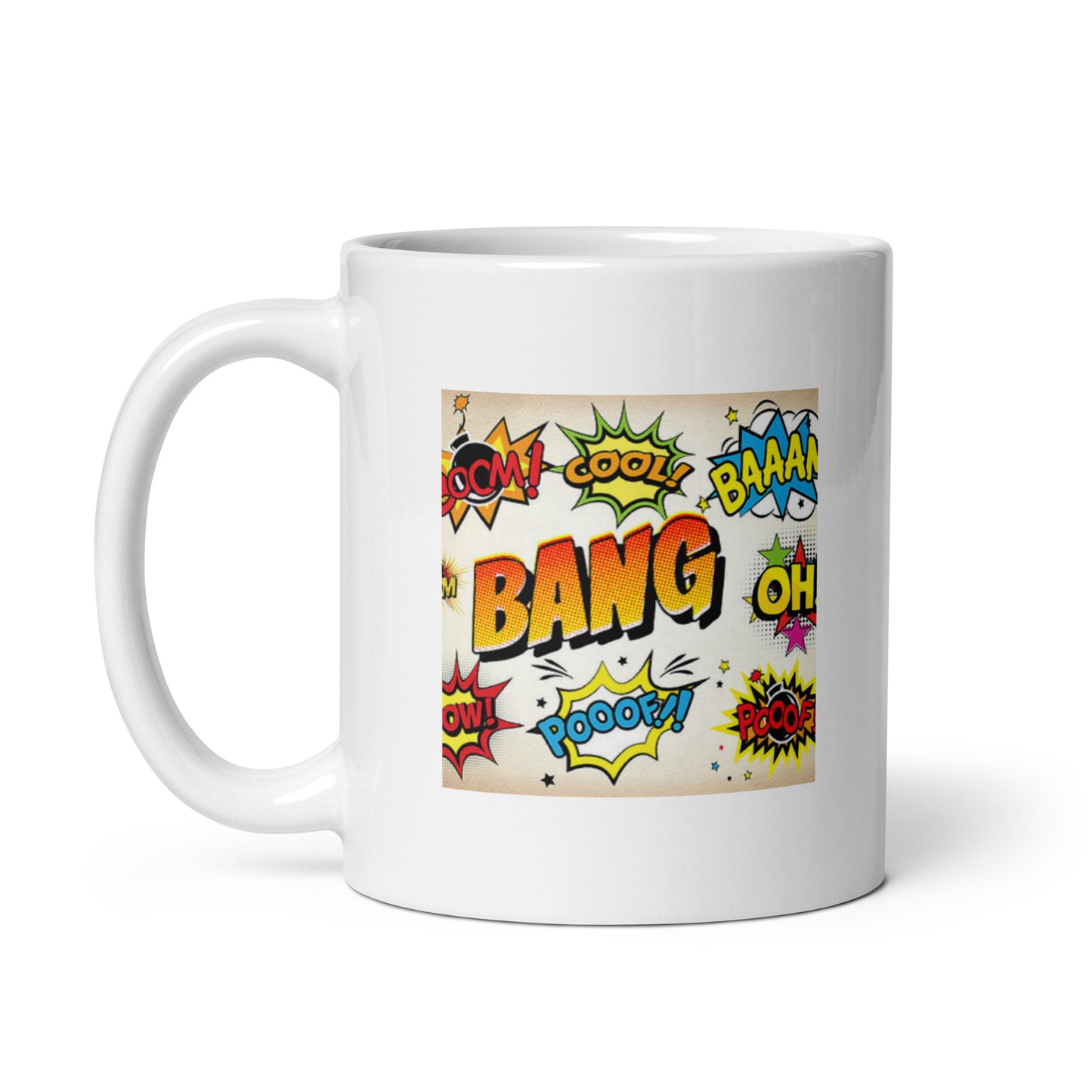 Comic Bank Cool White Glossy Mug